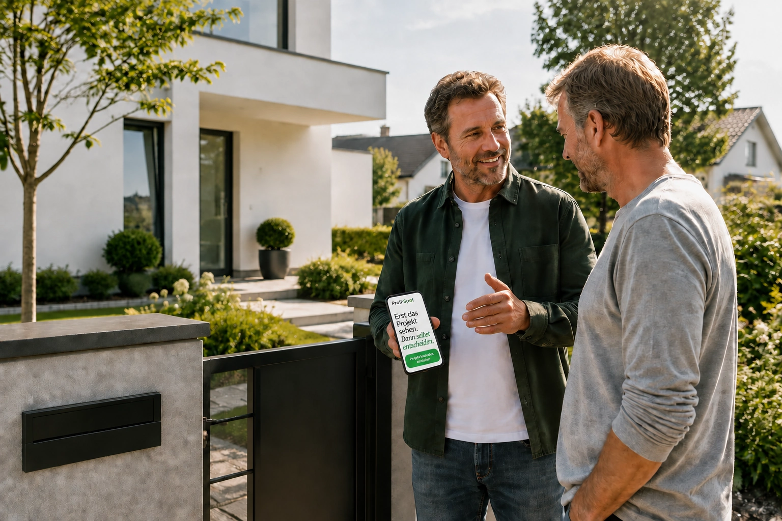 Persönliche Empfehlung von Profi-Spot zwischen Nachbarn mit gut lesbarer mobiler Startseite