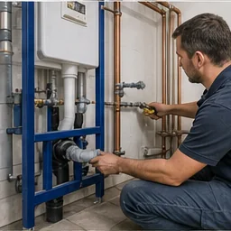 Klempner installiert neue Wasserleitungen